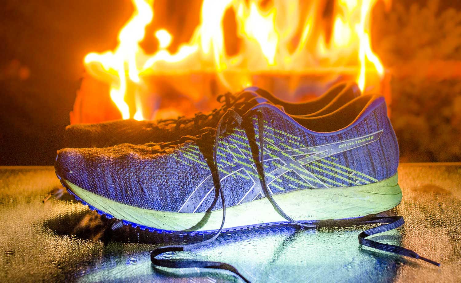 Laufschuh in Flammen